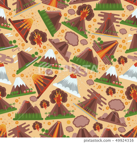 Volcano vector seamless pattern eruption volcanism explosion convulsion of nature volcanic in Volcano vector seamless pattern eruption volcanism explosion convulsion of nature volcanic in 49924316