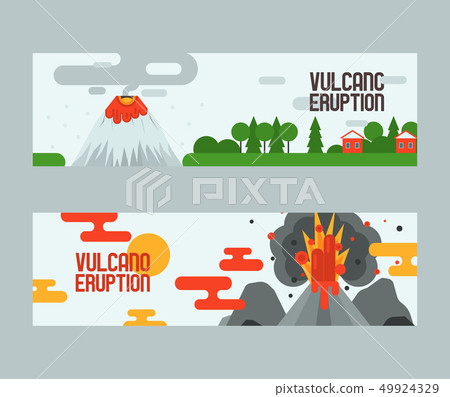 Volcano vector eruption volcanism explosion convulsion of nature volcanic in mountains illustration Volcano vector eruption volcanism explosion convulsion of nature volcanic in mountains illustration 49924329