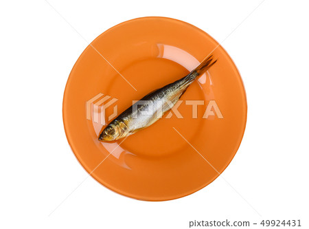 Cold smoked Baltic herring on an orange plate Cold smoked Baltic herring on an orange plate 49924431