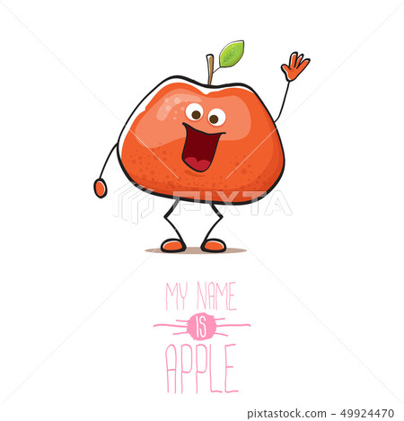 vector funny cartoon cute red apple character isolated on white background. My name is apple vector 49924470