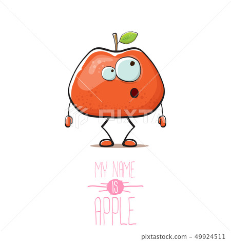 vector funny cartoon cute red apple character isolated on white background. My name is apple vector 49924511