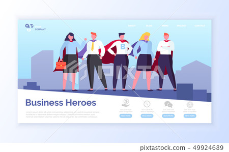 Business Heroes in City, Team of Man and Woman 49924689