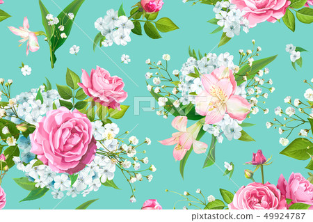 Seamless pattern with rose flowers Seamless pattern with rose flowers 49924787