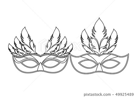 masks and feathers black and white 49925489