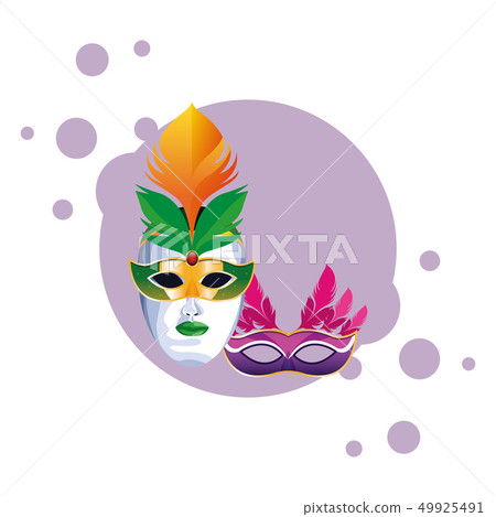 masks with feathers round icon masks with feathers round icon 49925491