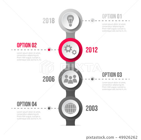 Design of a company timeline with business icons. 49926262