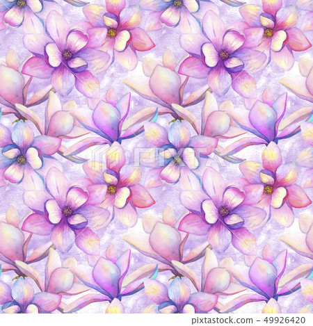 Watercolor beautiful magnolia flowers seamless Watercolor beautiful magnolia flowers seamless 49926420