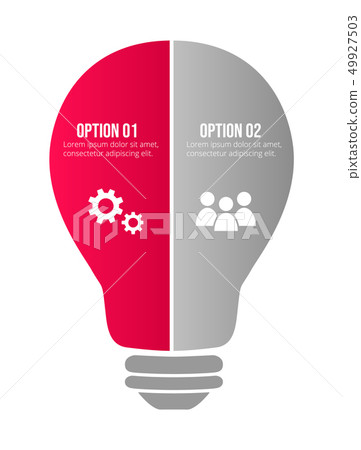 Design of gray company infographic with icons. 49927503