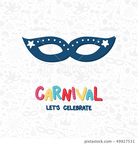 Carnival - colorful card with mask. Vector