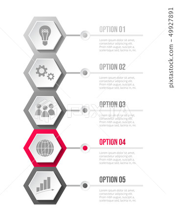Concept of a gray infographic with business icons. 49927891