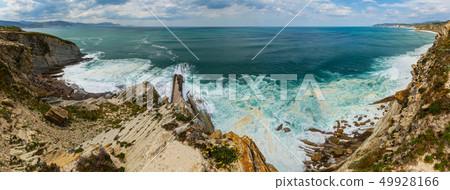 Summer ocean coastline view in Getxo town, Spain Summer ocean coastline view in Getxo town, Spain 49928166