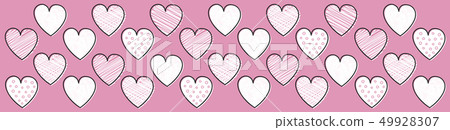 Design of a cute hand drawn hearts - banner. 49928307