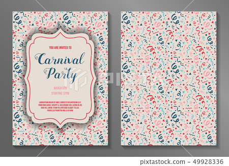 Design of a two sided Carnival Party invitation. Design of a two sided Carnival Party invitation. 49928336