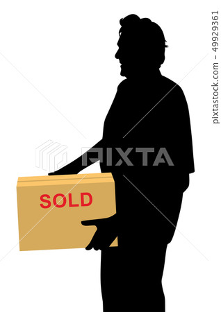 Happy buyer carrying something packed in a box Happy buyer carrying something packed in a box 49929361
