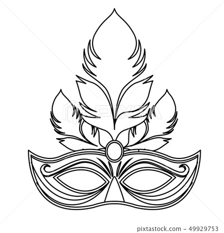 mask with feathers black and white 49929753