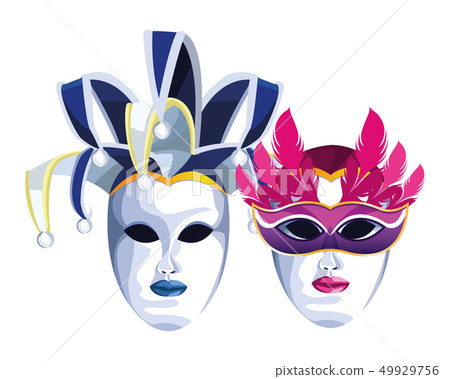 mask with feathers 49929756