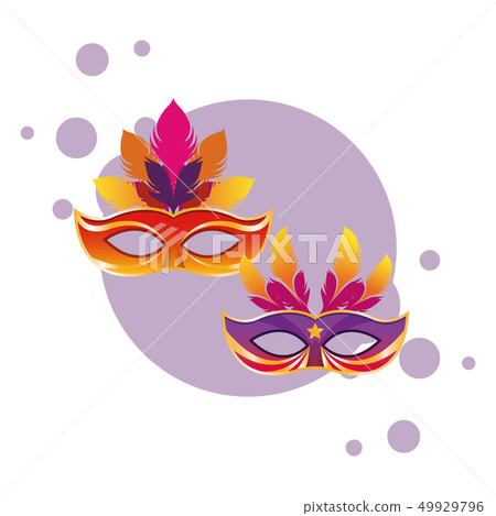 masks with feathers round icon masks with feathers round icon 49929796