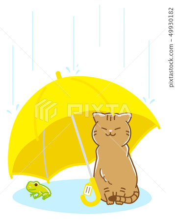 多雨的貓和貓與遮陽傘 49930182