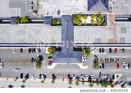 Aerial view on parking near shopping centre 49930334