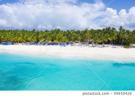 Aerial view on tropical island with palm trees 49930426
