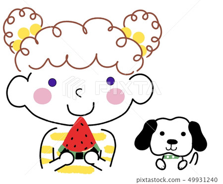 Blue eyes watermelon girl Blue eyes watermelon girl 49931240
