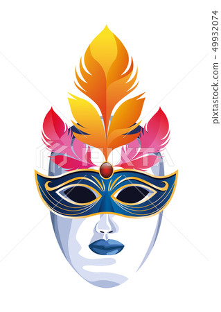 mask with feathers 49932074