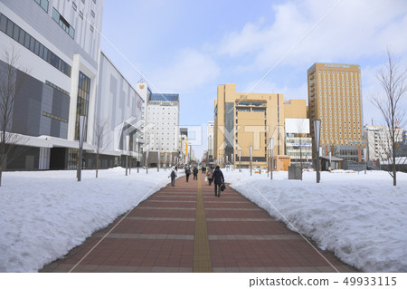 Asahikawa Station in front of winter Peace Dori 49933115