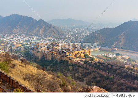 View of Amber fort and palace in Maotha Lake View of Amber fort and palace in Maotha Lake 49933469
