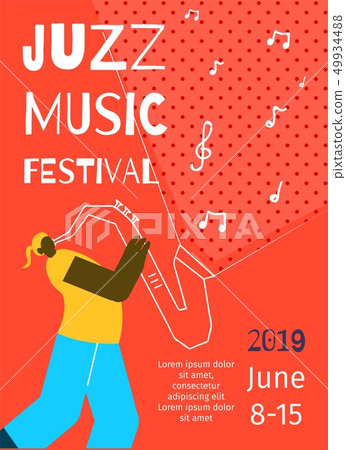 Jazz Music Festival Poster Flat Banner Template Jazz Music Festival Poster Flat Banner Template 49934488
