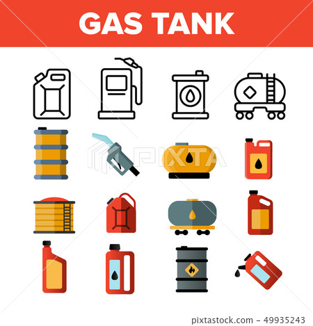 Gas, Petrol Tank Linear Vector Icons Set Gas, Petrol Tank Linear Vector Icons Set 49935243