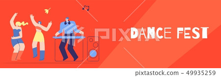 Dance Fest DJ Disco Club Party Flat Style Banner Dance Fest DJ Disco Club Party Flat Style Banner 49935259