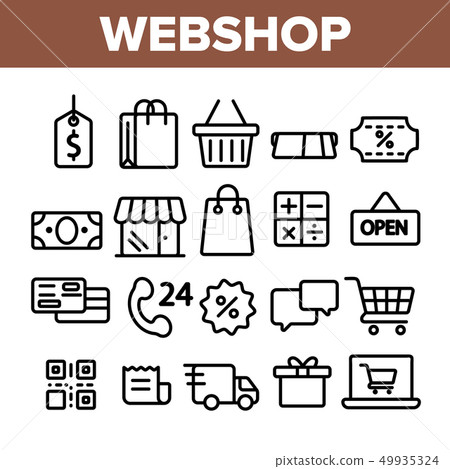 Webshop, Online Shopping Linear Vector Icons Set - Stock Illustration ...