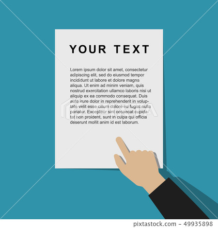Pointing hand with template document 49935898