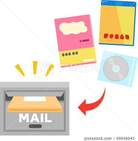 Baggage, books, and discs put in the mail box Baggage, books, and discs put in the mail box 49936045
