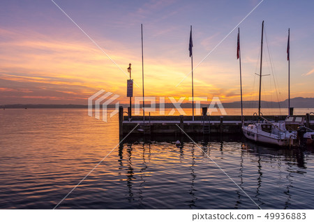 The harbor of the Italian town of Sirmione 49936883