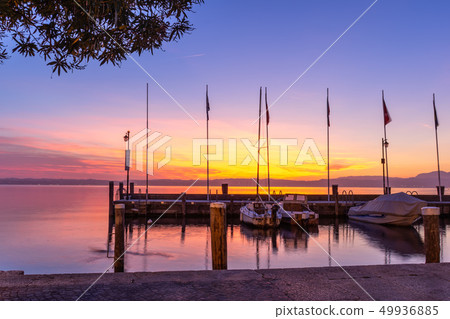 The harbor of the Italian town of Sirmione 49936885