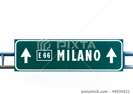 Highway road sign to Milano, Italy 49936922