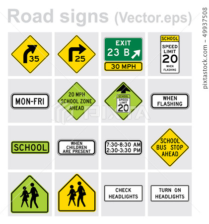 Traffic sign road concept design set. Illustration Traffic sign road concept design set. Illustration 49937508