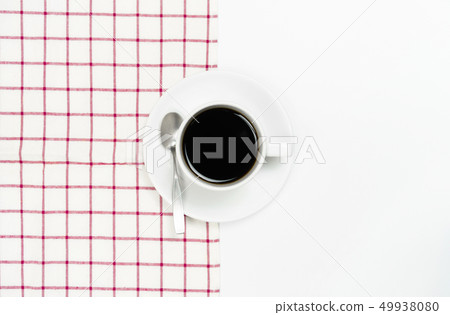 Top view hot coffee on white background 49938080