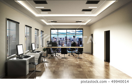 Office in modern style on wooden floor Office in modern style on wooden floor 49940014