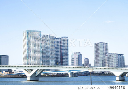 Urban landscape of the waterside with a tower apartment 49940158