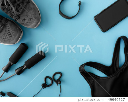 top view sport wear concept with Gym Outfit. top view sport wear concept with Gym Outfit. 49940527