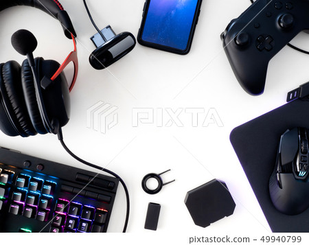 streaming games concept, top view a gaming. streaming games concept, top view a gaming. 49940799