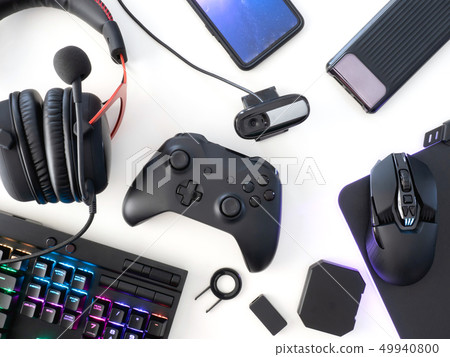 streaming games concept, top view a gaming. streaming games concept, top view a gaming. 49940800