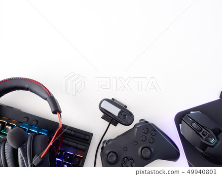 streaming games concept, top view a gaming. streaming games concept, top view a gaming. 49940801