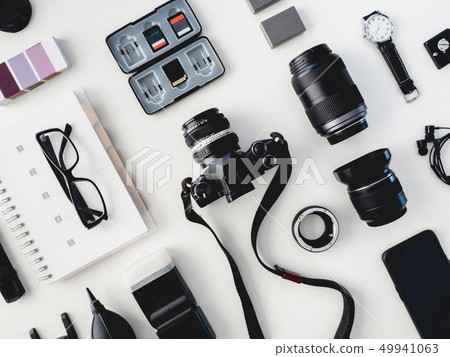 top view of work space photographer. top view of work space photographer. 49941063