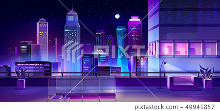 Modern megapolis at night, urban town architecture 49941857