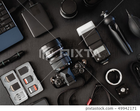 top view of work space photographer. top view of work space photographer. 49942171