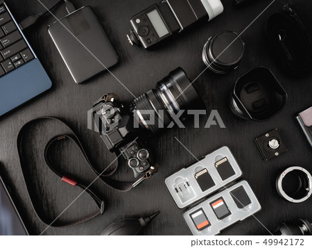 top view of work space photographer. top view of work space photographer. 49942172