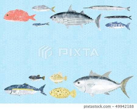 魚信紙藍色海波浪藍色 49942188